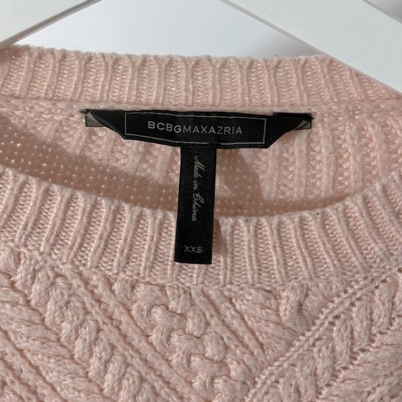 BCBGMaxazria Caleigh cable knit pink sweater XXS - Picture 2 of 3